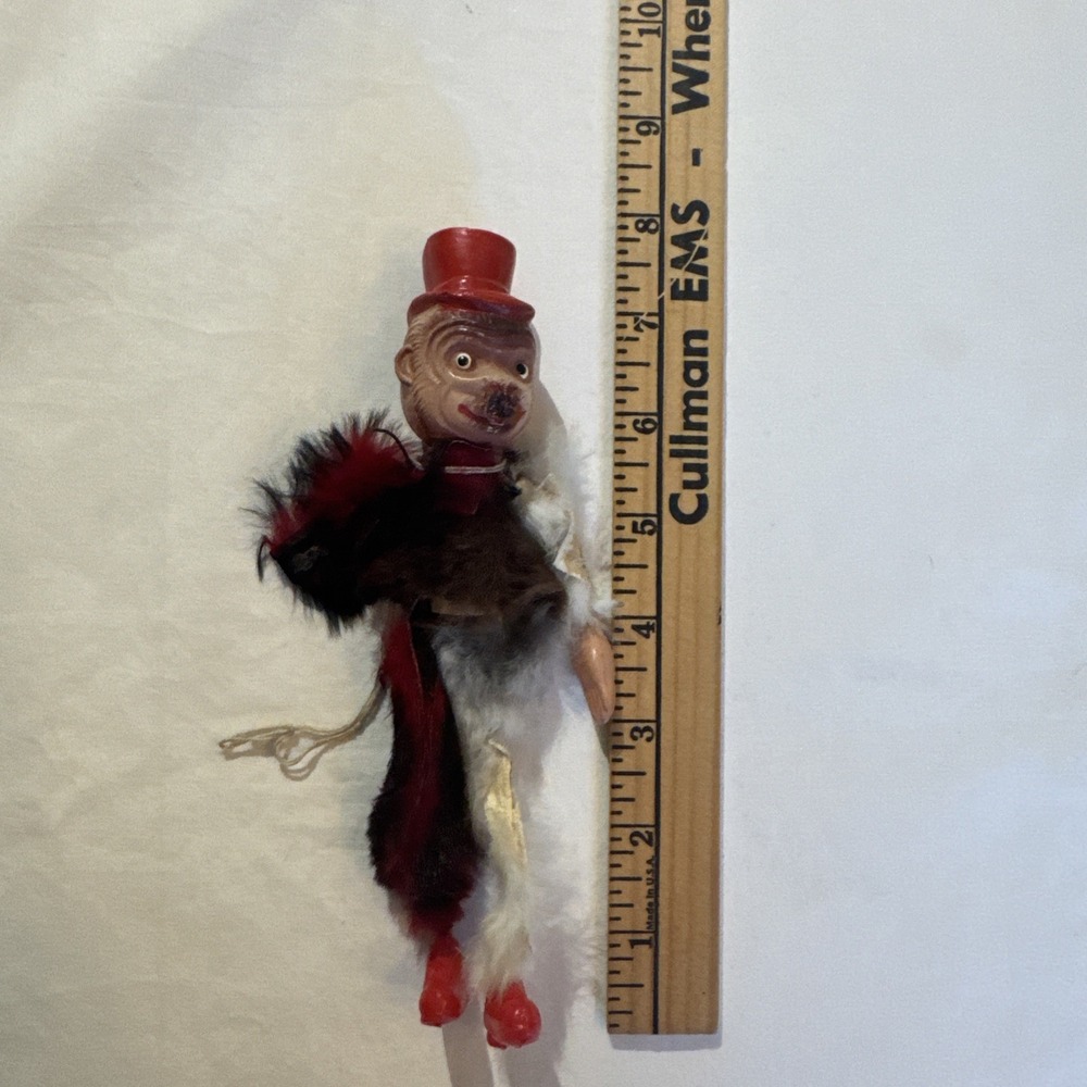 Rare Antique Papier Mache & Pipe Cleaner 8" Turbaned Monkey ***Read